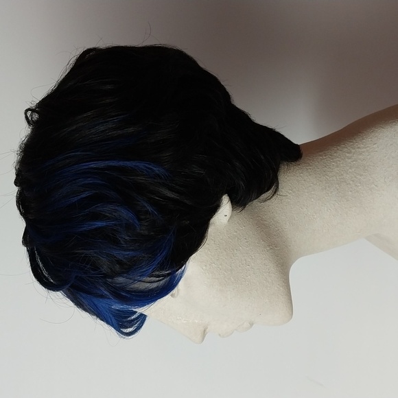 Pixie Cut Short Layered Black and Blue Wig - Picture 2 of 5